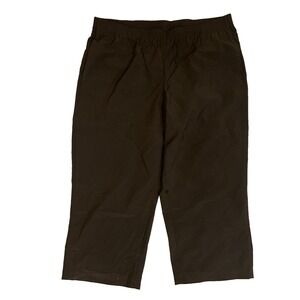 Additions by Chicos Capri Pant 2 US 12 Chocolate Brown Elastic Waist Pockets